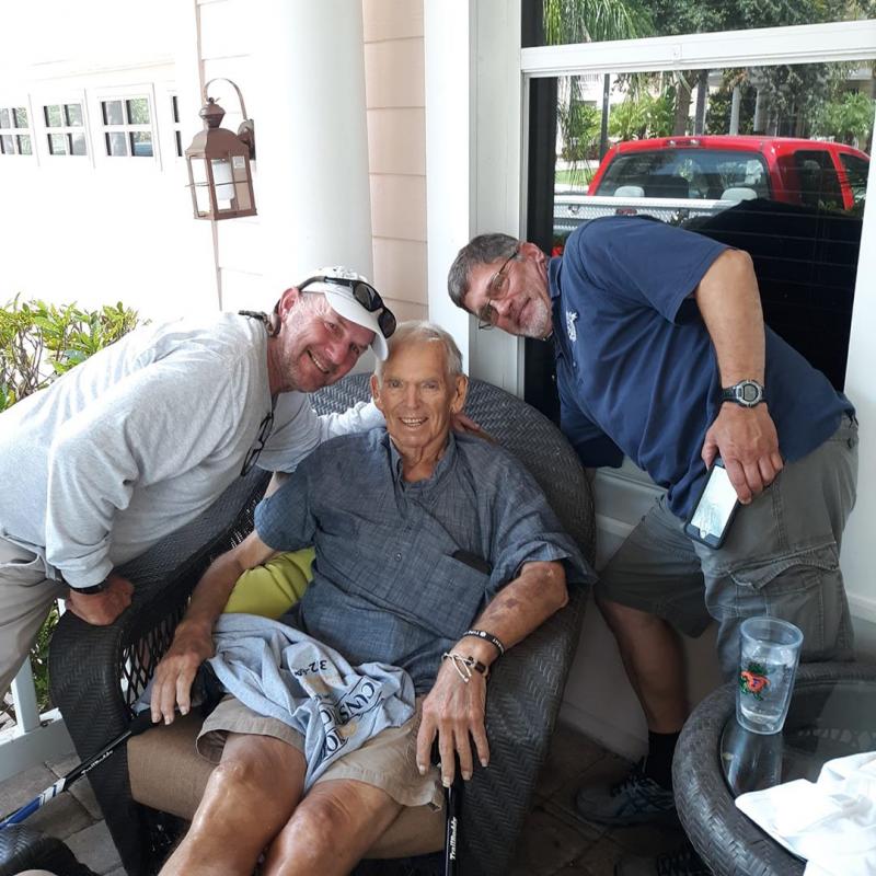 Bil Lorah and Ralph Karl on a recent visit with coach Jim Alderman. SUBMITTED PHOTO